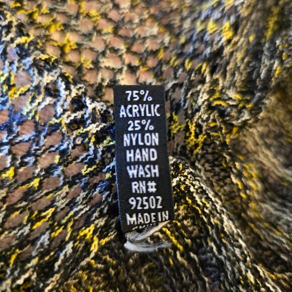 SACRED THREADS SIZE LARGE NAVY GOLD SWEATER CARDIGAN BUTTON FRONT OR OPEN LONG - Picture 11 of 12